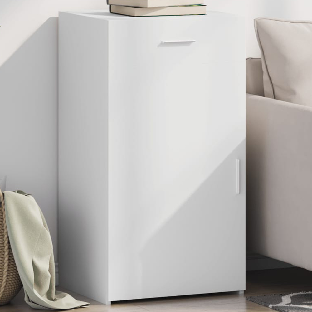 vidaXL Single Door Single Drawer White Sideboard Image 1