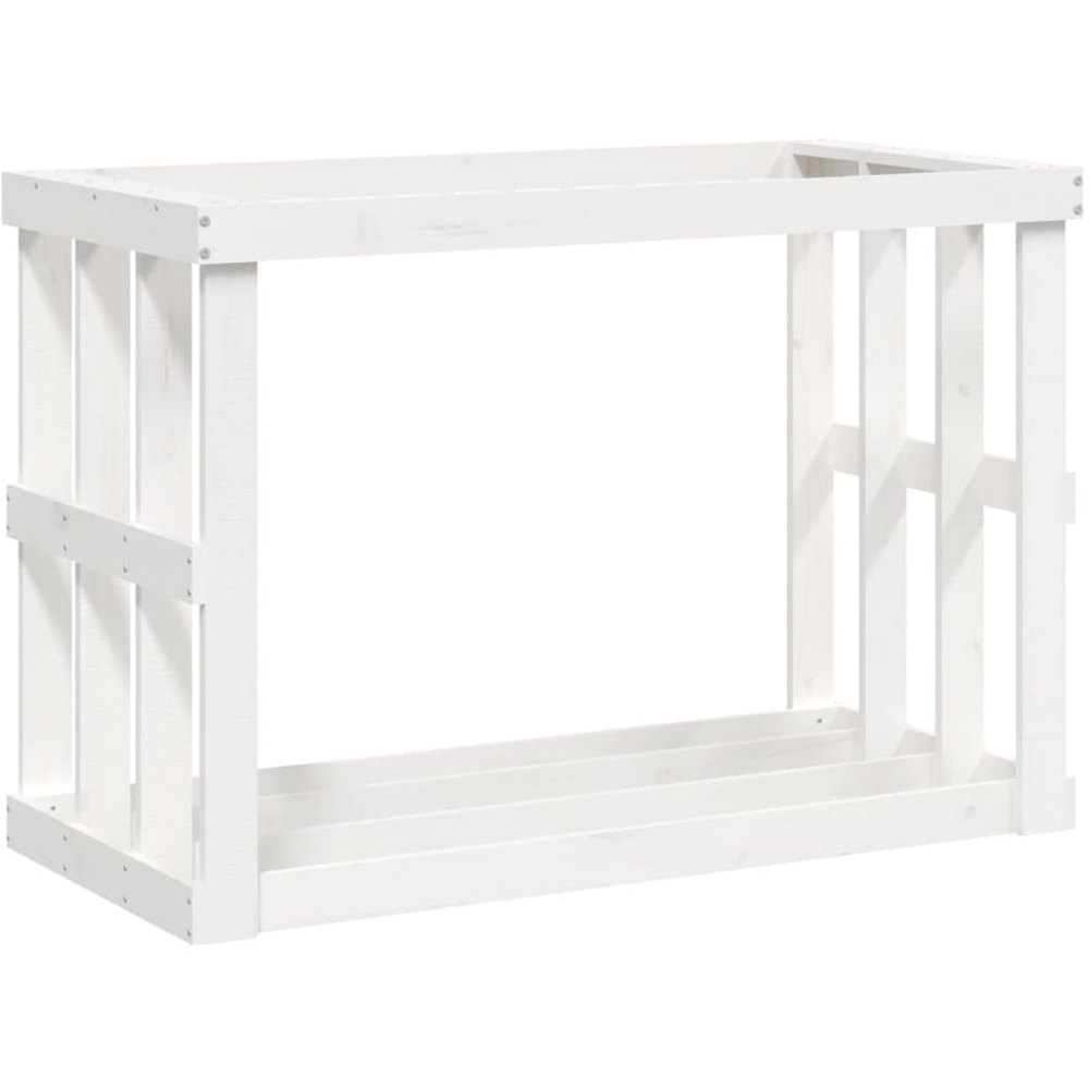 vidaXL White Solid Pine Wood Log Holder 108 x 52 x 71cm Image 1