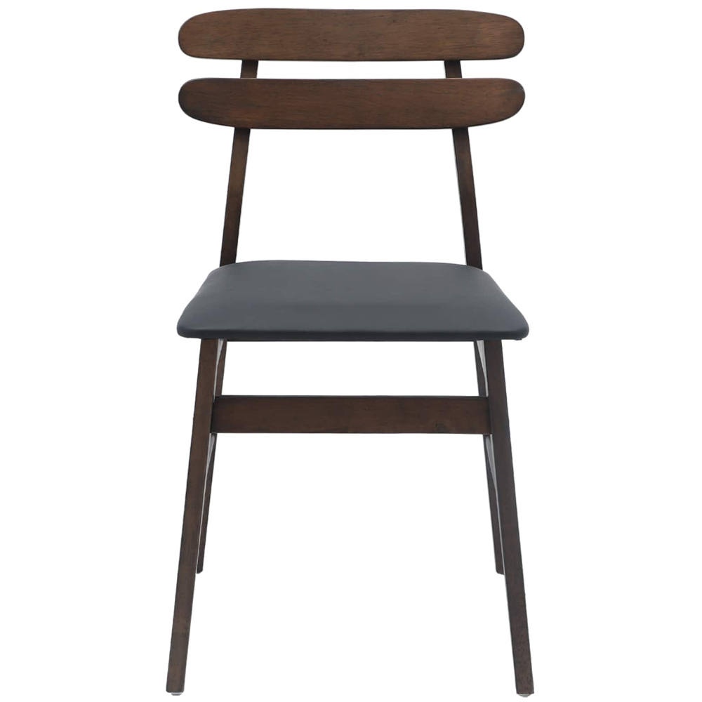 vidaXL Set of 2 Light Brown and Black Rubberwood Rectilinear Vintage Dining Chairs Image 3