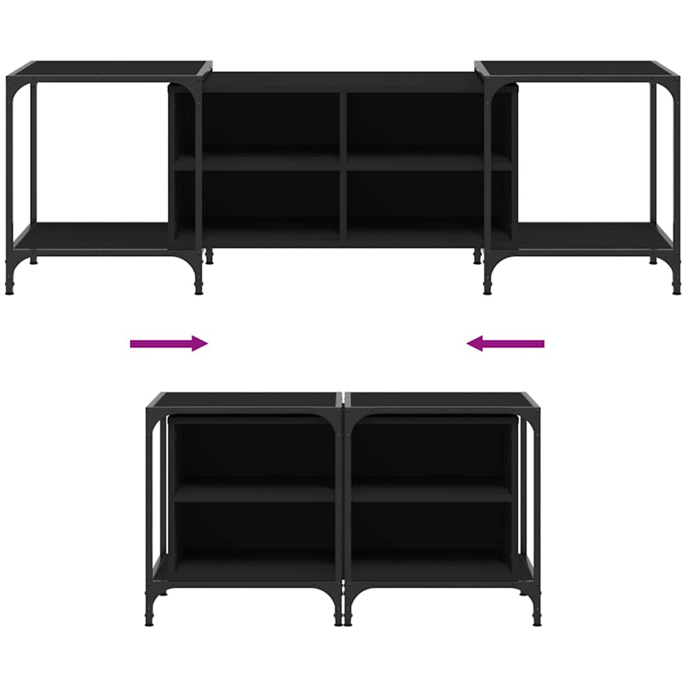 vidaXL 4 Shelf Black TV Cabinet Image 6