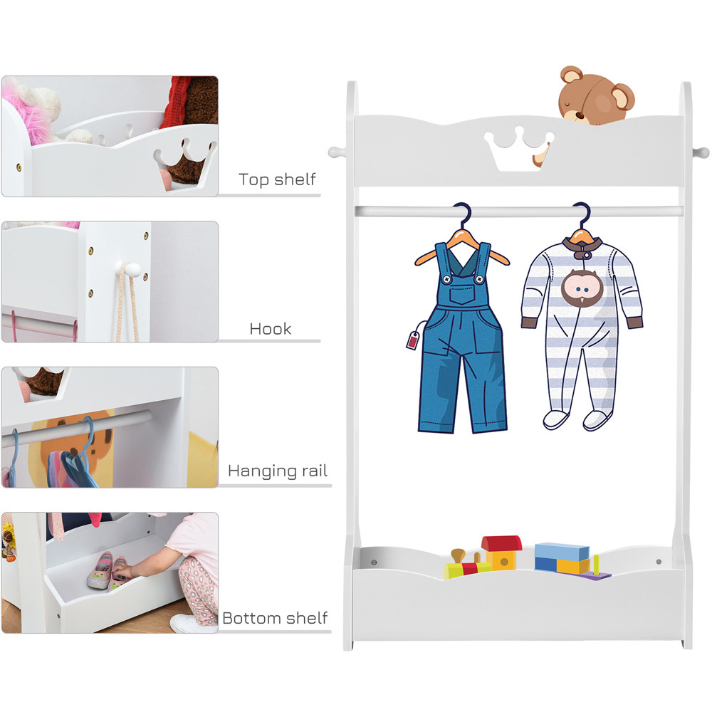 HOMCOM Kids White Clothes Hanger Image 3