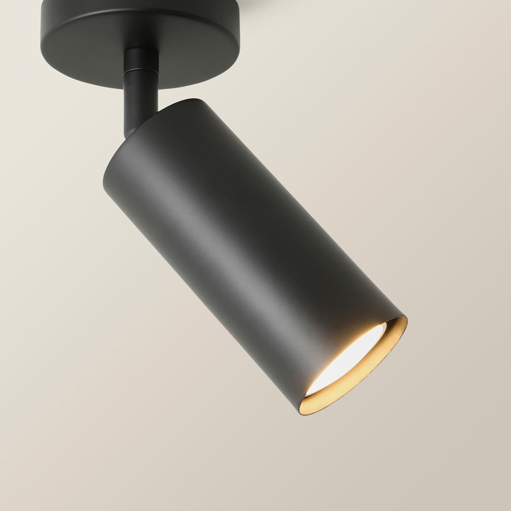 ValueLights Taylor Matte Black Tube Adjustable Ceiling Spotlight with Bulb Image 4