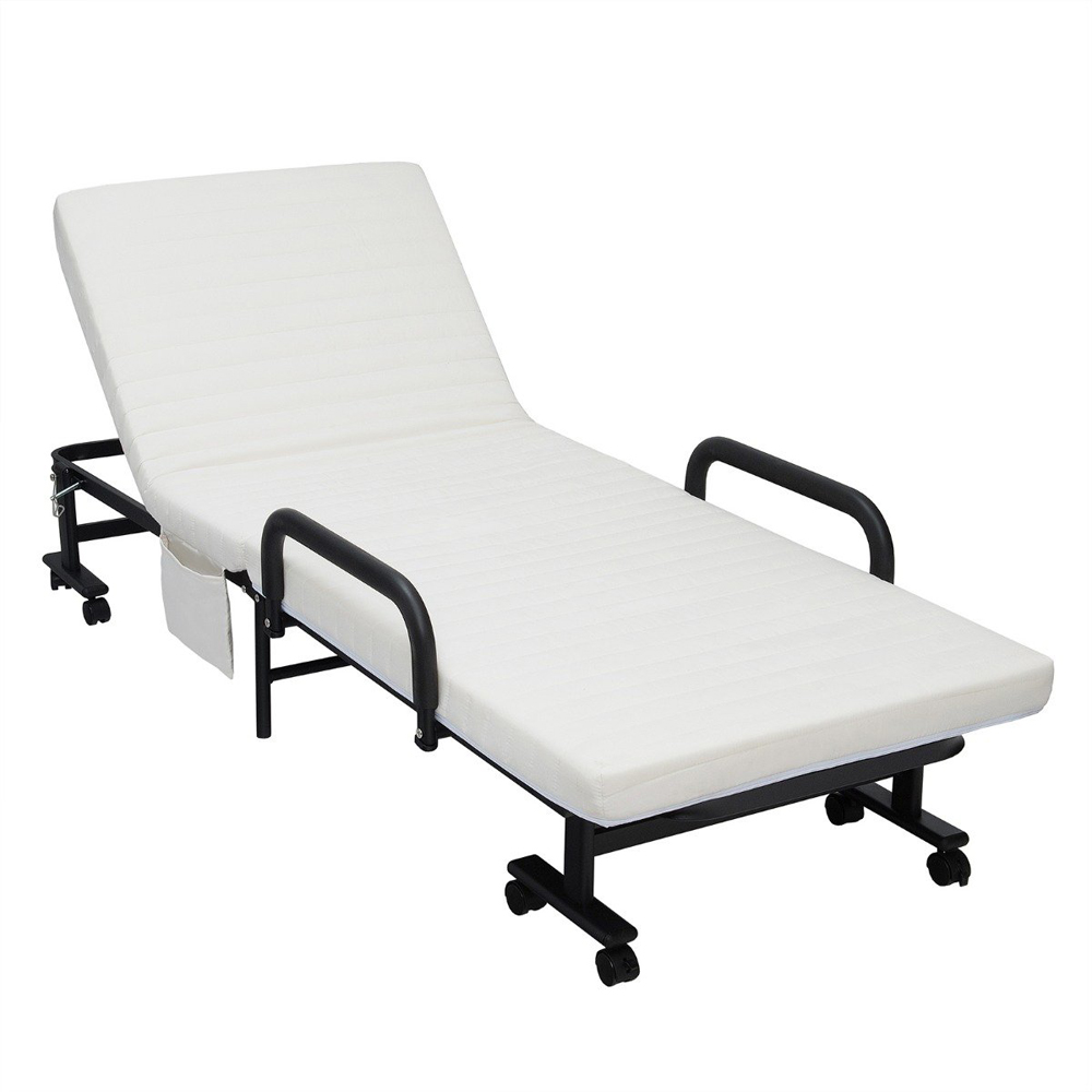 Costway Single Sleeper White Sofa Bed with Mattress Image 2