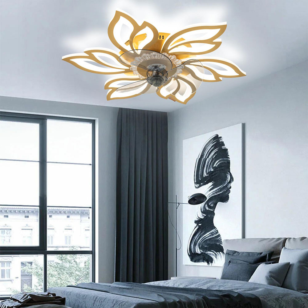 Living and Home White Flower Design Ceiling Fan Light with Remote Control and Bluetooth 26 inch Image 6