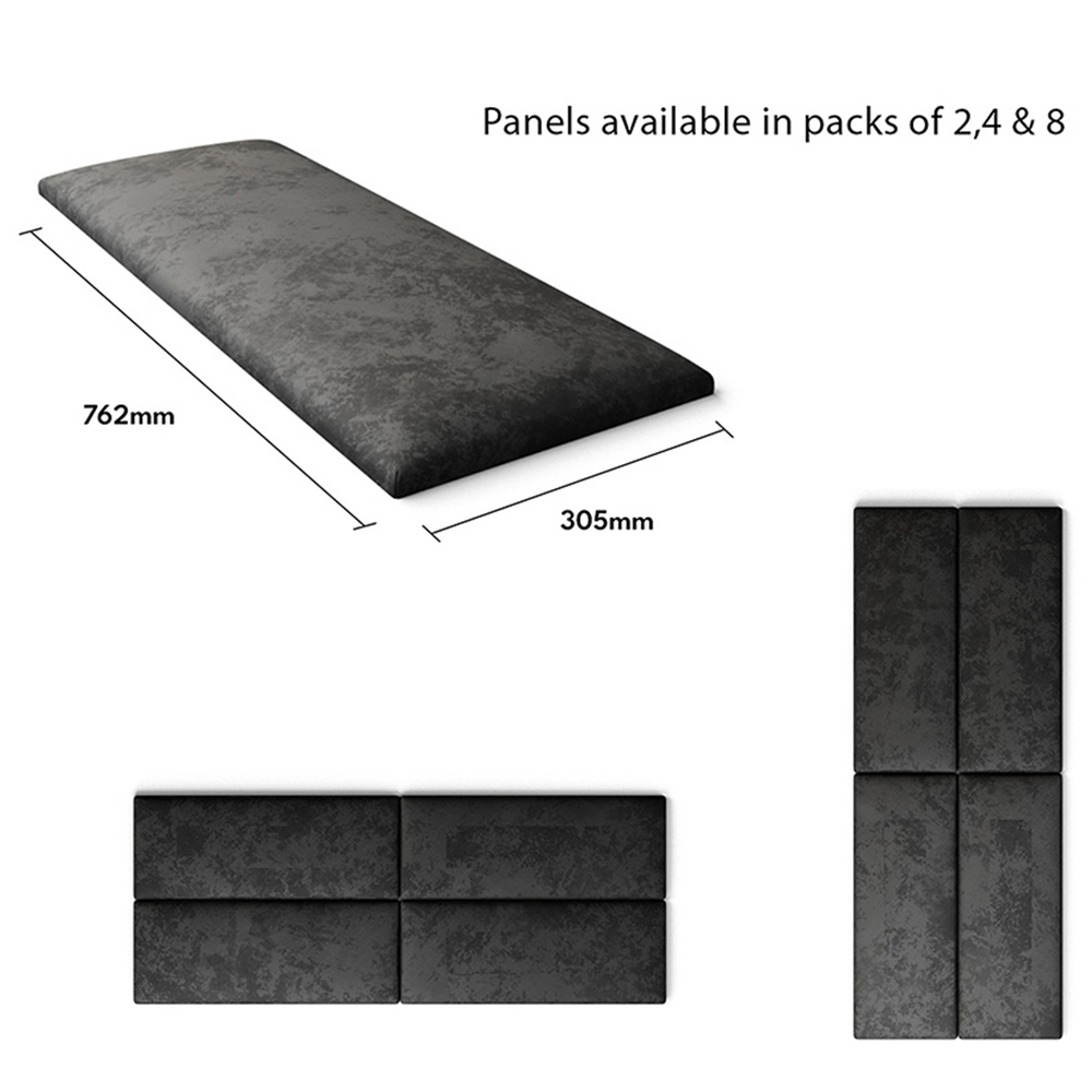Aspire EasyMount Black Mirazzi Velvet Upholstered Wall Mounted Headboard Panels 2 Pack Image 5