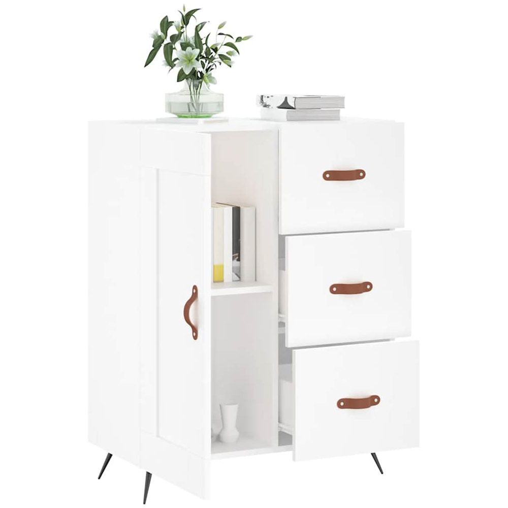 vidaXL Single Door 3 Drawer White Sideboard Image 4