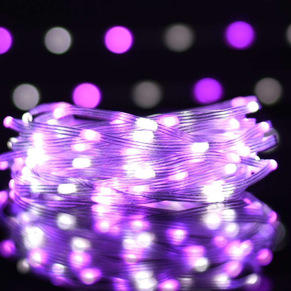 100 LED Light Chain Purple and White Wilko