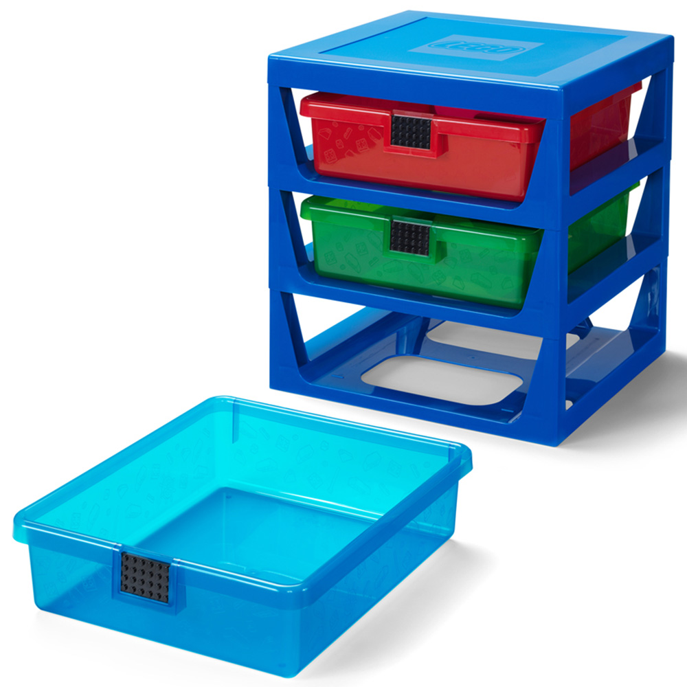 LEGO 3 Drawer Blue Storage Rack Image 3