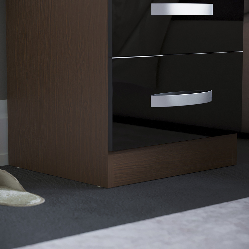 VIDA DESIGNS Hulio 2 Drawer Walnut and Black Bedside Table Image 4