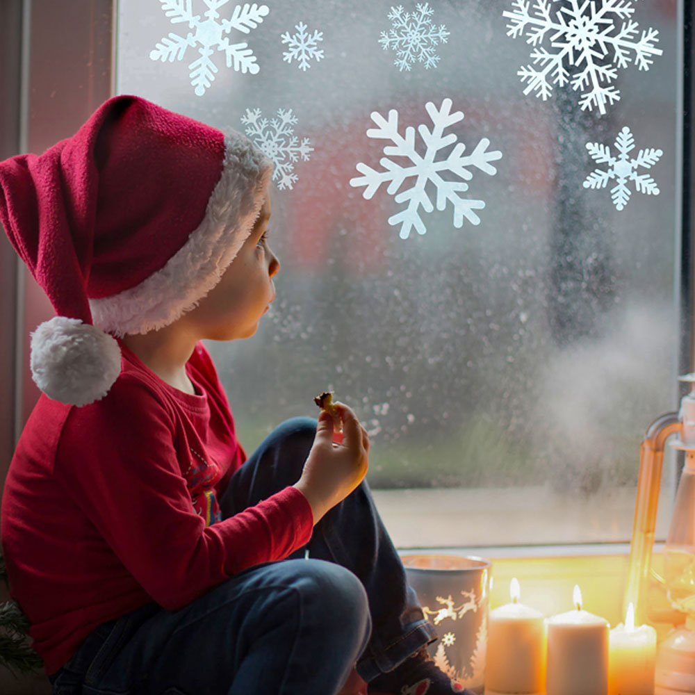 Xmas Haus 144 Piece Snowflake Window Sticker Set Image 2