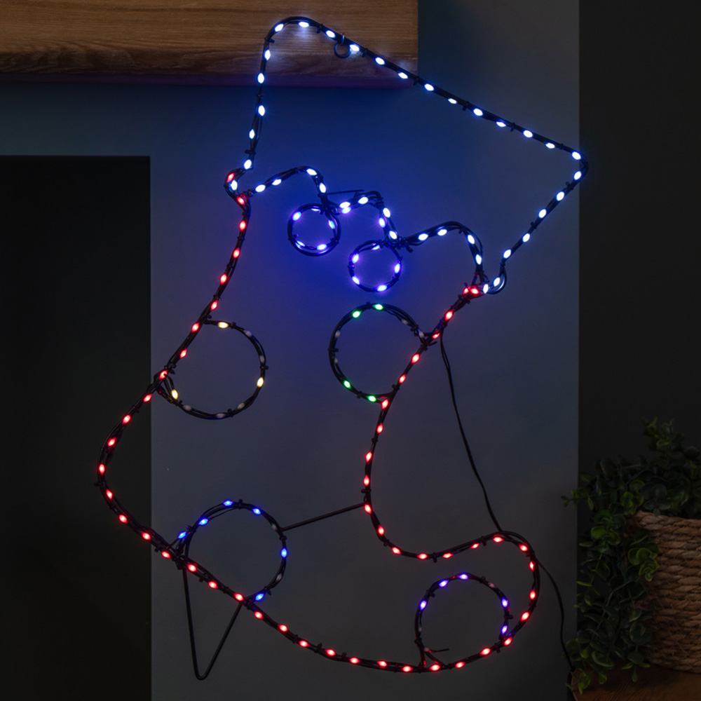 Samuel Alexander Multicolour LED FlexiBrights Light Up Christmas Stocking Silhouette Decoration Image 1