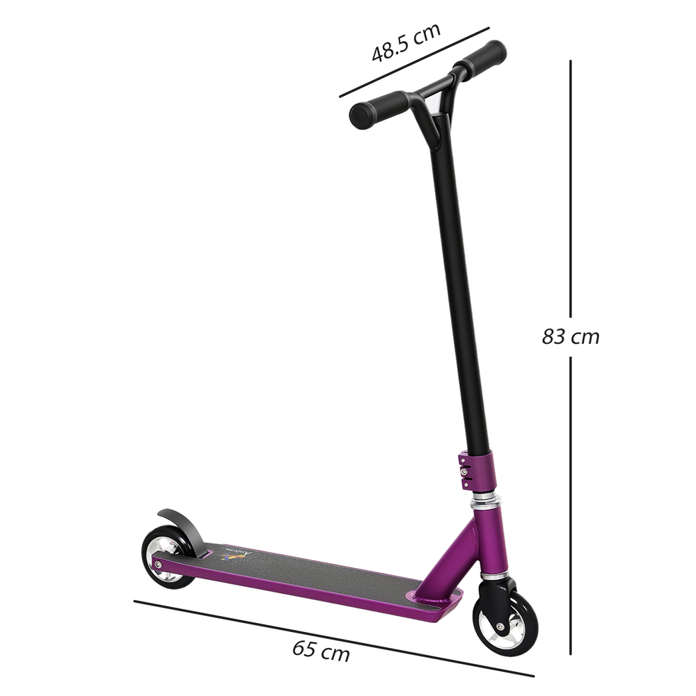 HOMCOM Purple Lightweight Entry Level Complete Trick Kick Stunt Scooter Image 9