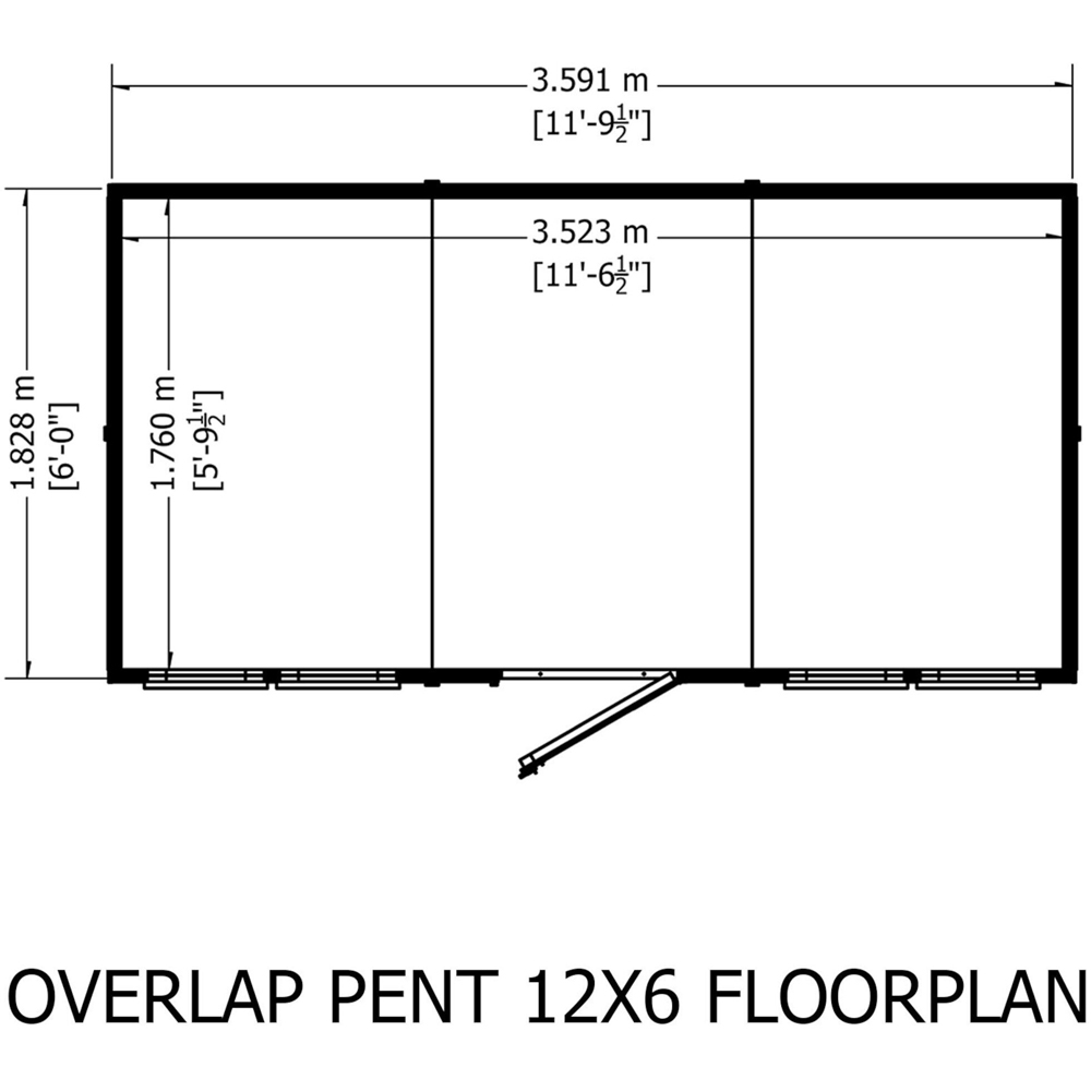 Shire 12 x 6ft Overlap Pent Garden Shed Image 8