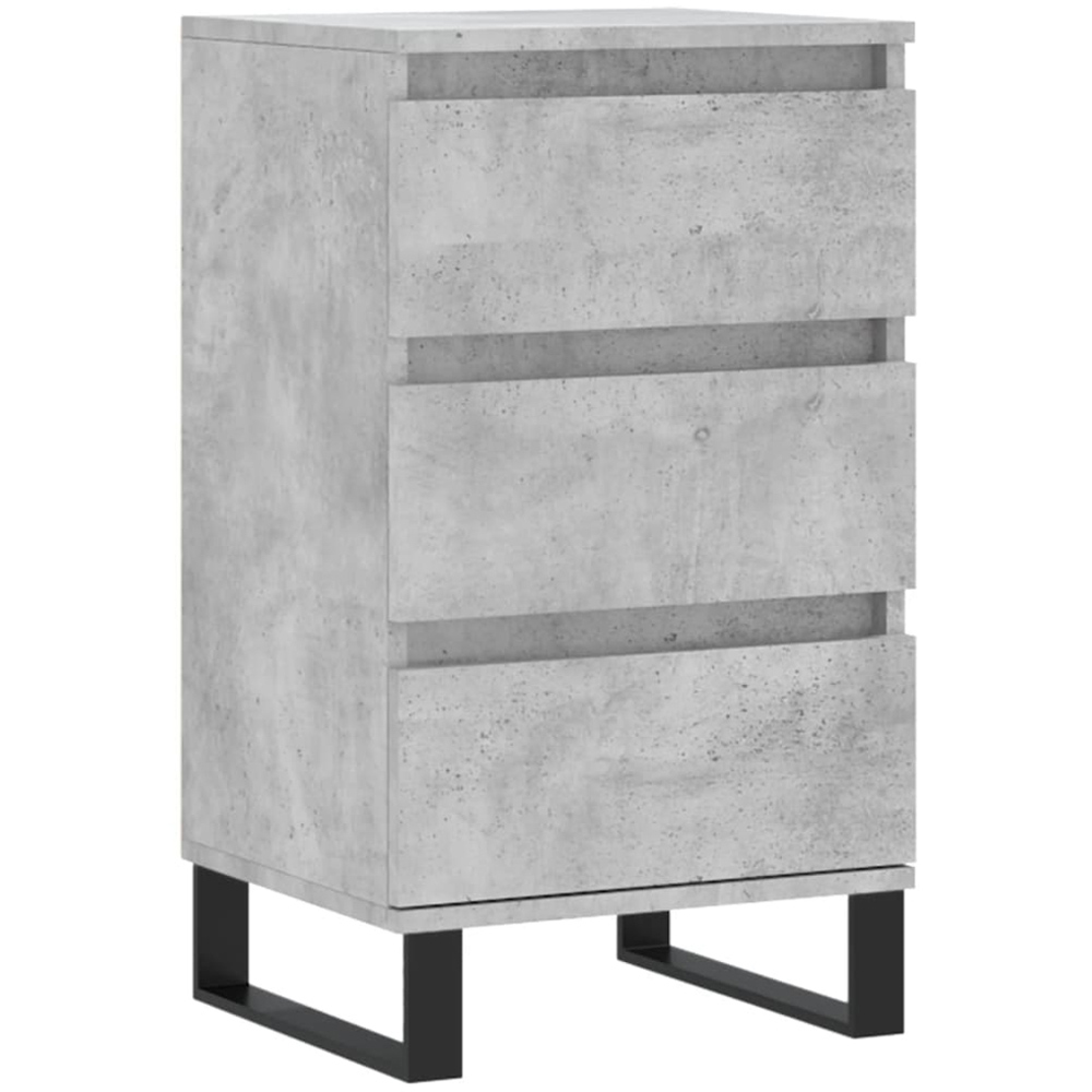 vidaXL 3 Drawer Concrete Grey Wooden Sideboard Image 2