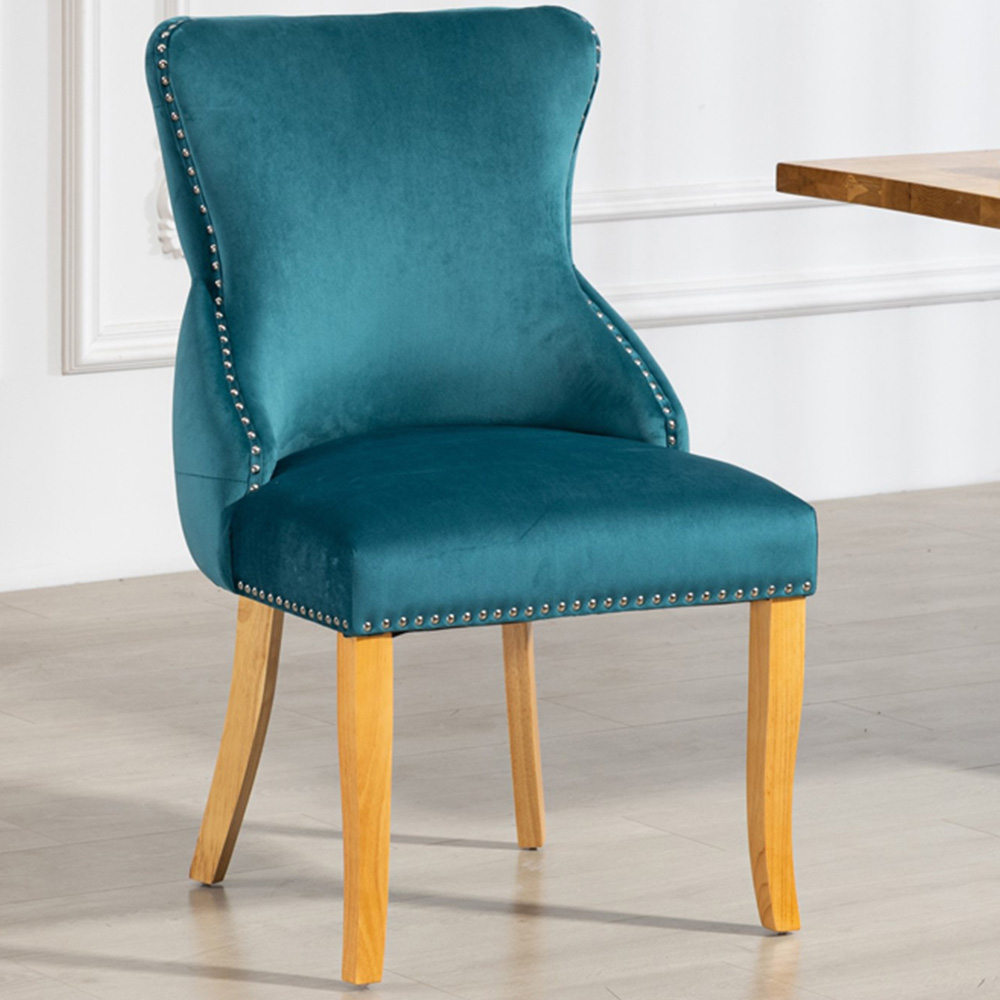 Artemis Home Orvino Set of 2 Teal Velvet Fabric Dining Chair Image 1