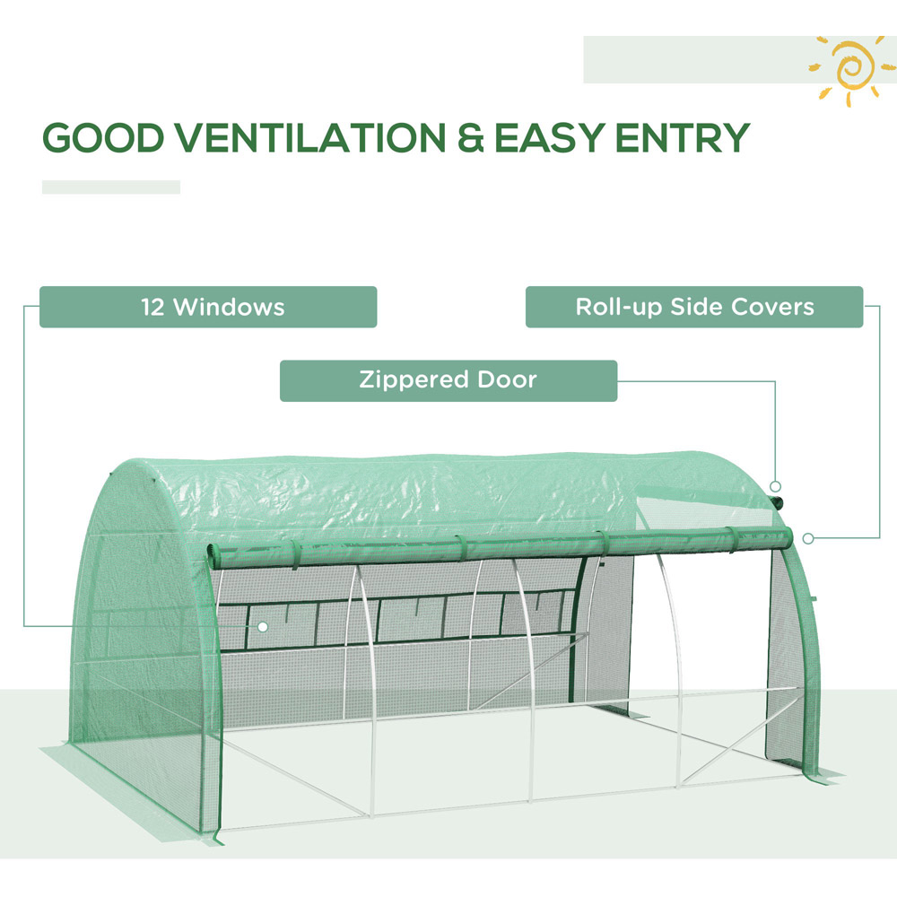 Outsunny Green Plastic 10 x 13ft Polytunnel Greenhouse Image 5