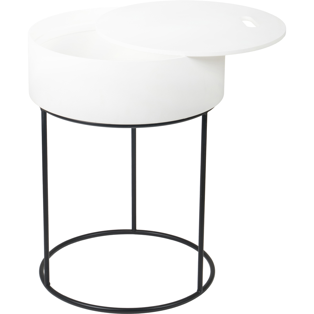 Pacific Lifestyle Hugo White Wood Veneer and Black Metal Storage Table Image 3