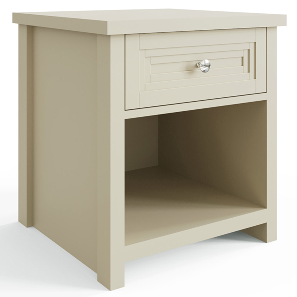 GFW Oakley Single Drawer Single Shelf Stone Lamp Table Image 2