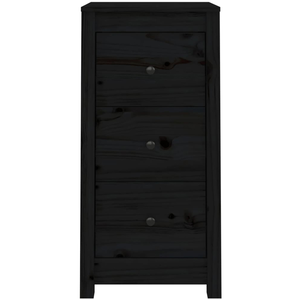 vidaXL 3 Drawer Black Wooden Sideboard Set of 2 Image 3