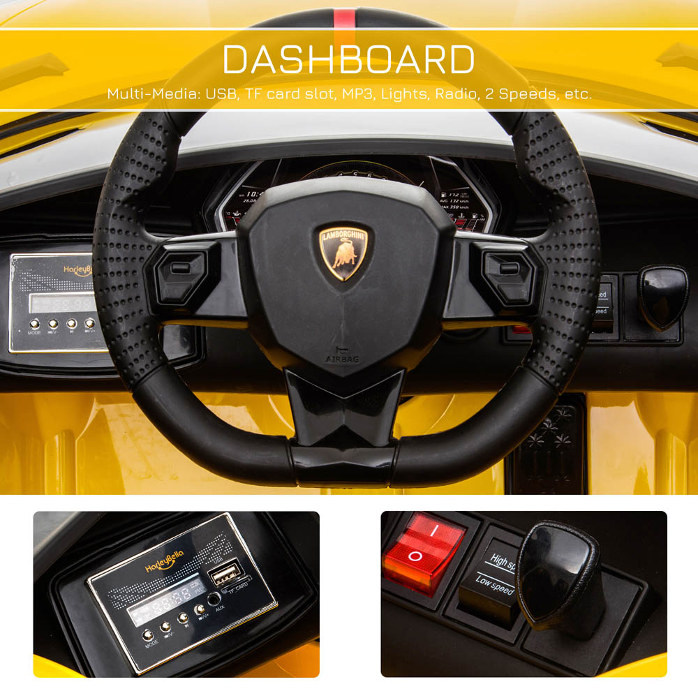 Tommy Toys Lamborghini SVJ Kids Ride On Electric Car Yellow 12V Image 4
