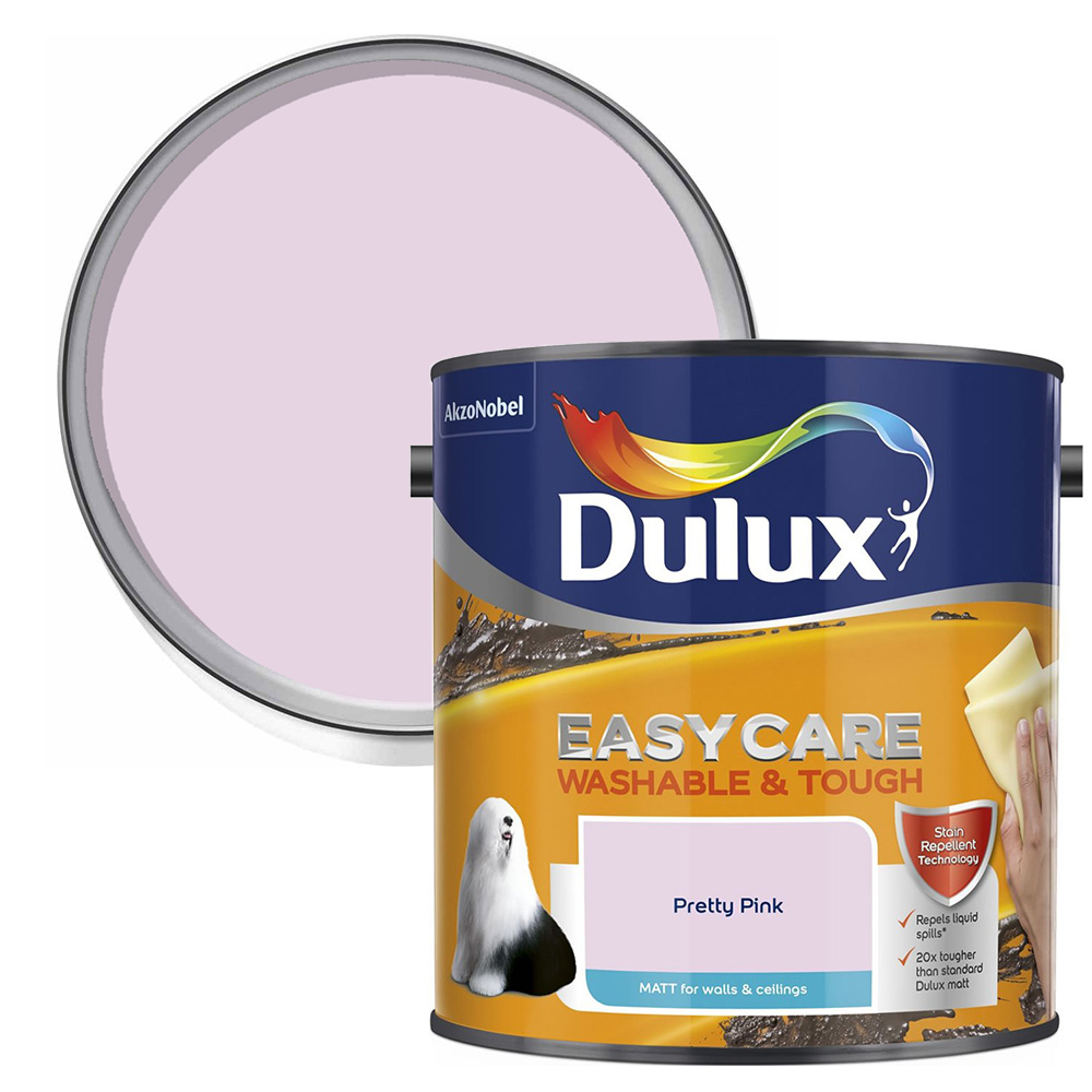 Dulux Easycare Pretty Pink Matt Emulsion Paint 2.5L Image 1