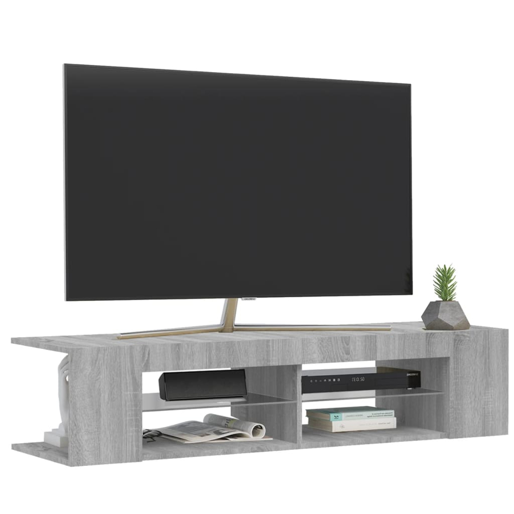 vidaXL 4 Shelf Grey Sonoma TV Cabinet with LED Lights Image 6