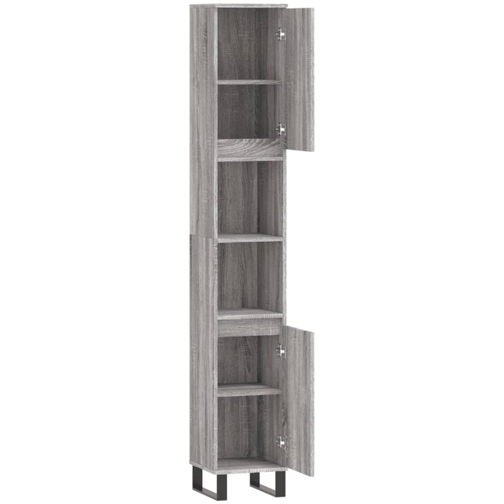 vidaXL 2 Door 2 Open Shelf Grey Sonoma Engineered Wood Bathroom Cabinet Image 6