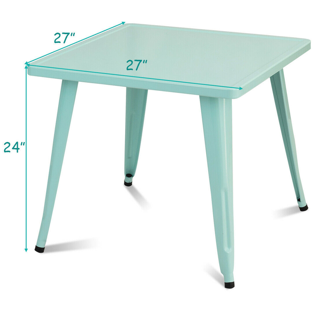 Costway Kids Metal Square Table Blue Image 9