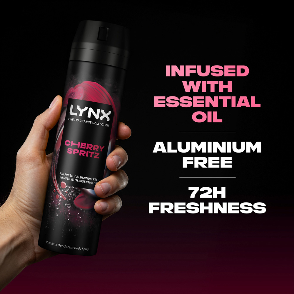 Lynx Fine Fragrance Collection Cherry Spritz Deodorant Body Spray 200ml 6 Pack Image 4