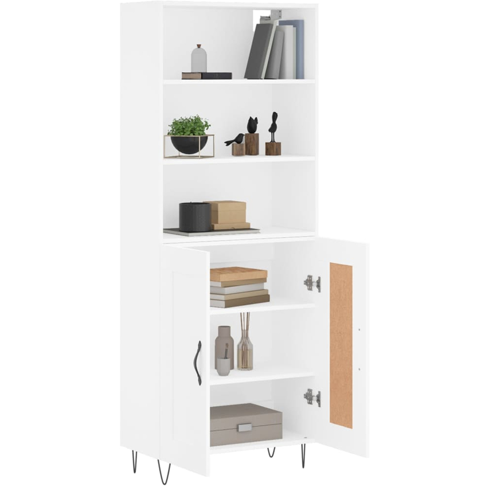 vidaXL 2 Door 3 Shelf White Highboard Image 3