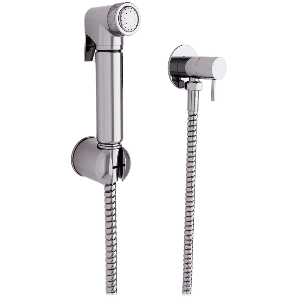 Nes Home Chrome Round Bidet Shower Spray Kit with Shut Off Valve Image 1