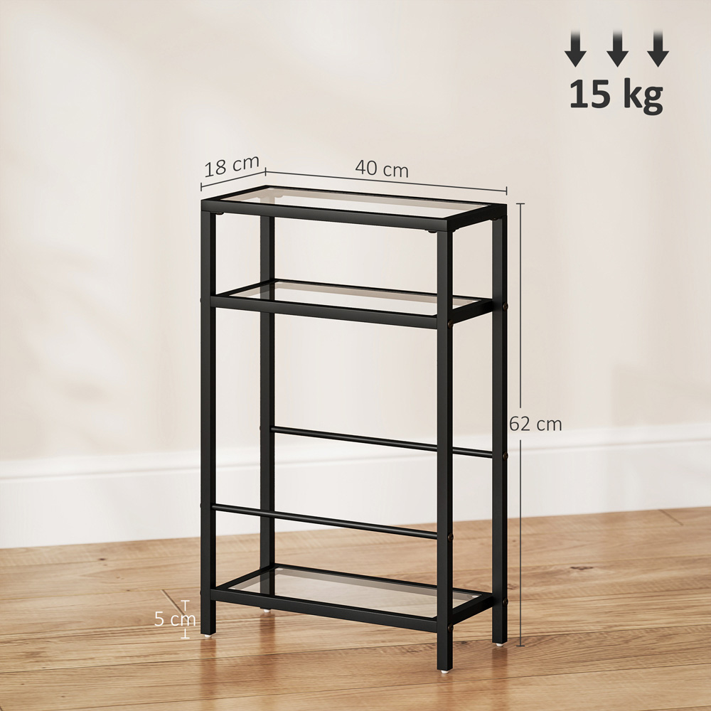 Portland Black Tempered Glass Tabletop Slim Side Table Image 9