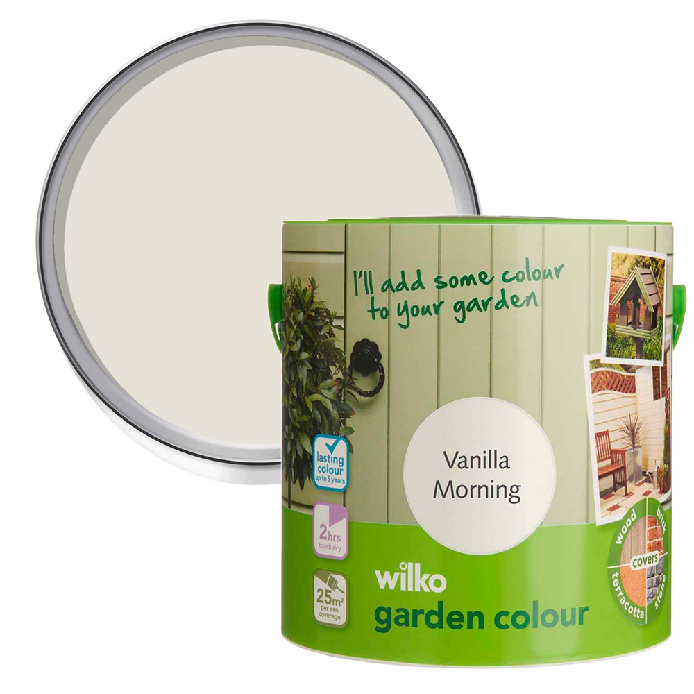 Wilko Garden Colour Vanilla Morning Wood Paint 2.5L Image 1
