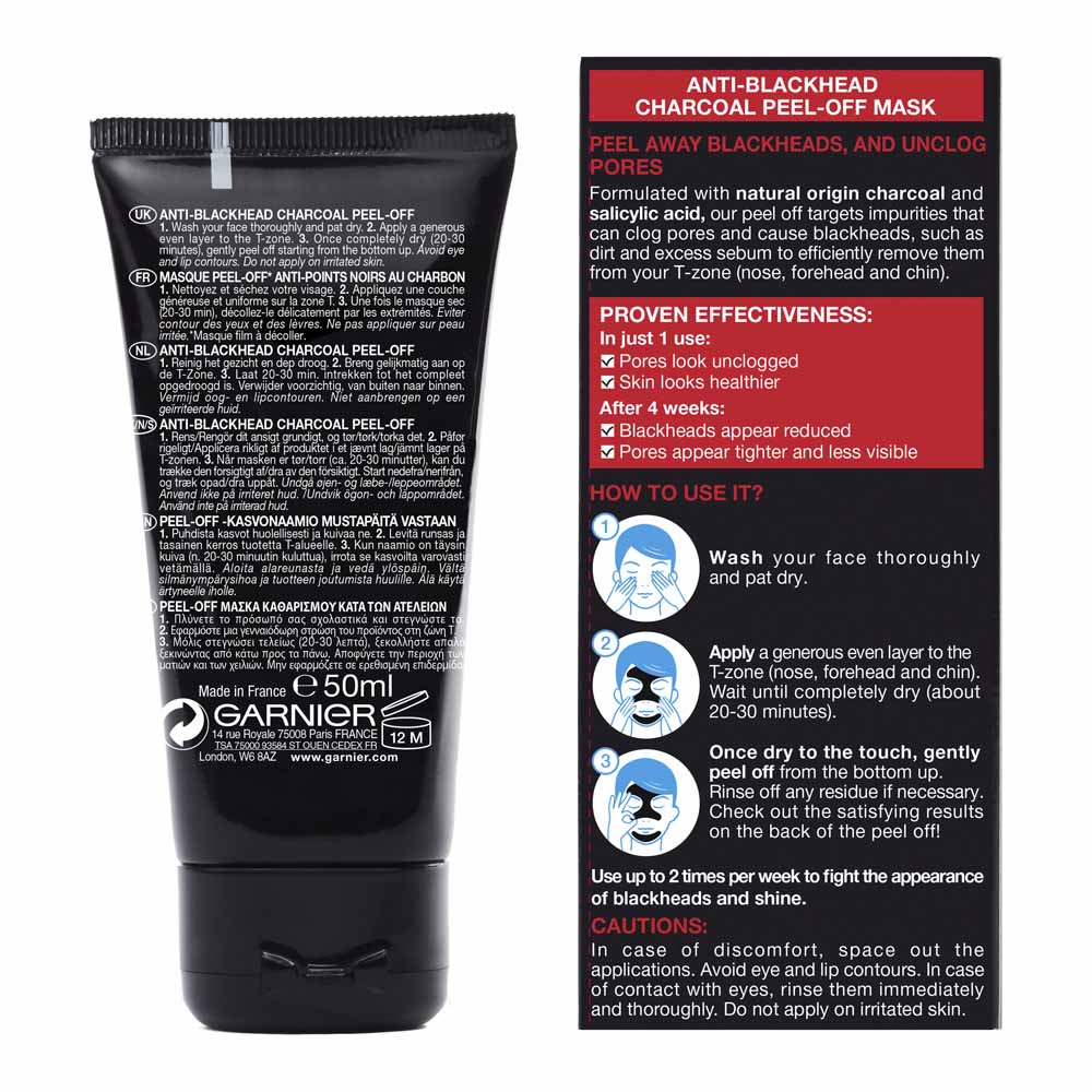 Garnier Pure Active Charcoal Peel-Off Mask 150ml Image 2