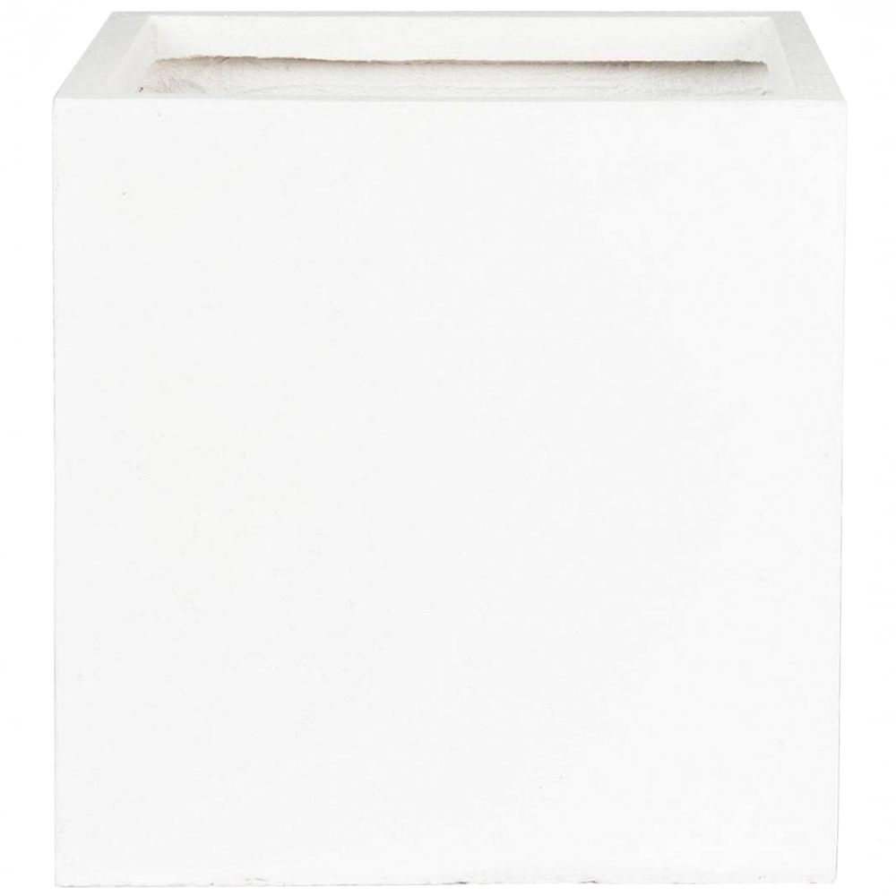 wilko Flower Box Square White Light Concrete Outdoor Planter 40cm Image 1