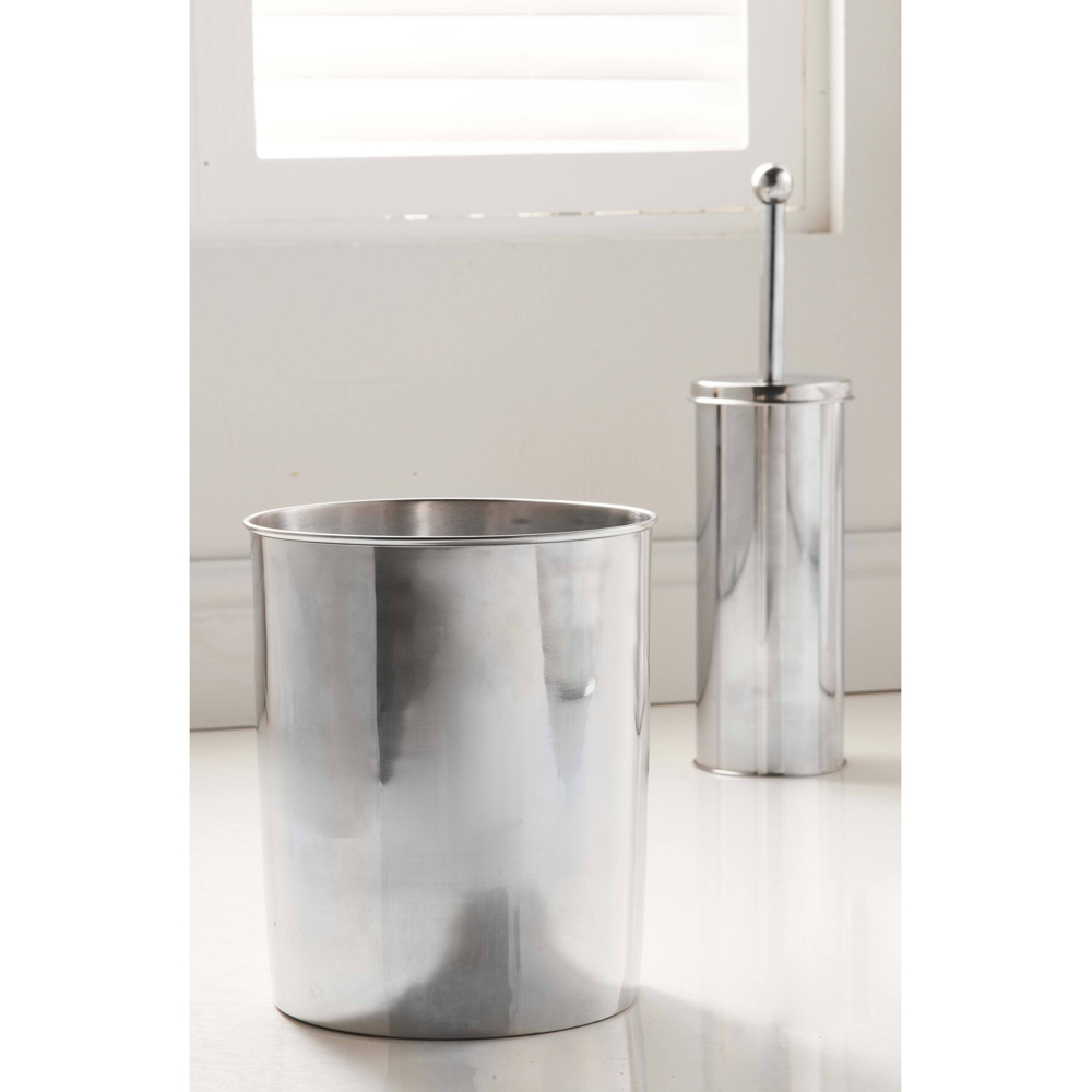 OurHouse Chrome Toilet Brush and Bin Image 6