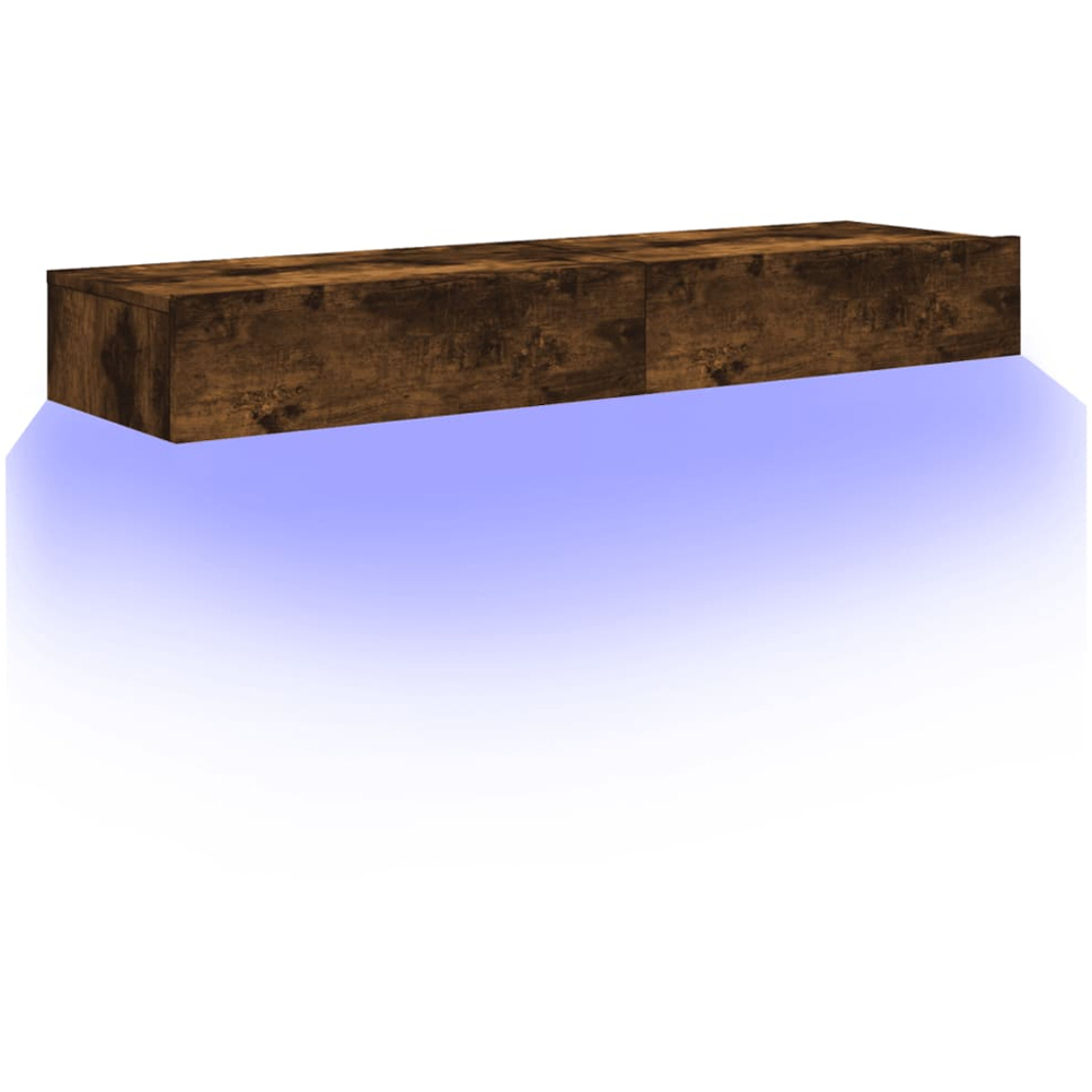vidaXL Single Drawer Smoked Oak LED TV Cabinet Set of 2 Image 6