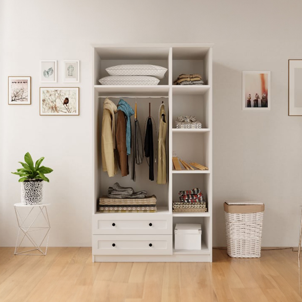 Evu JULIET 3 Door 2 Drawer White Mirror Wardrobe Image 4