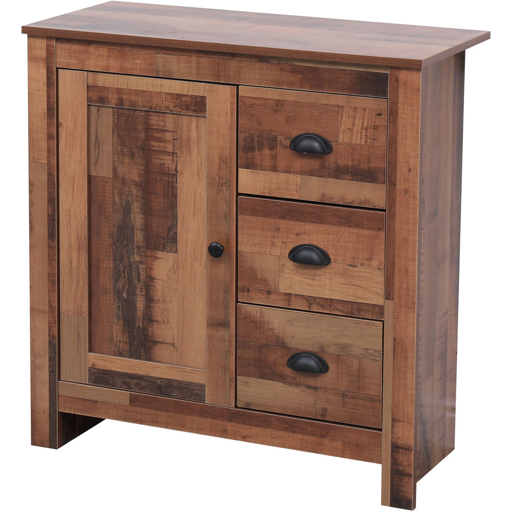 FurnitureHMD Single Door 3 Drawer Industrial Style Wooden Sideboard Image 3