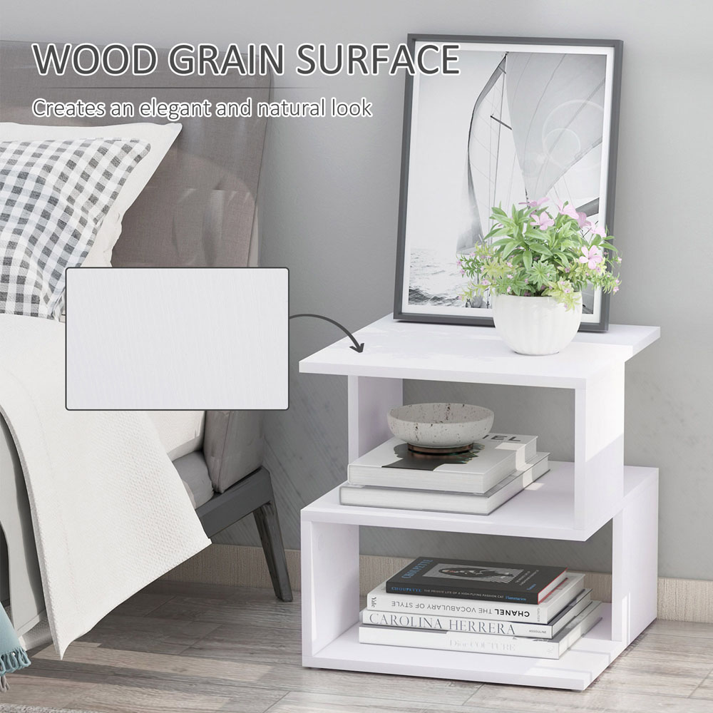 Portland 2 Shelf White Square Side Table Image 7