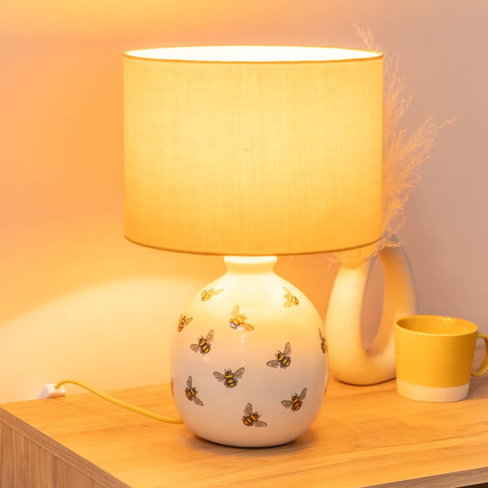 ValueLights Jayne Bee Yellow Shade Ceramic LED Table Lamp Image 5