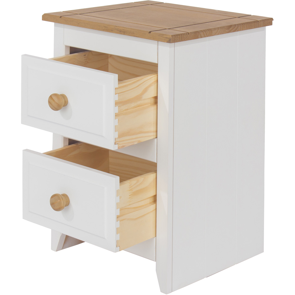 Capri 2 Drawer White Petite Bedside Table Image 4
