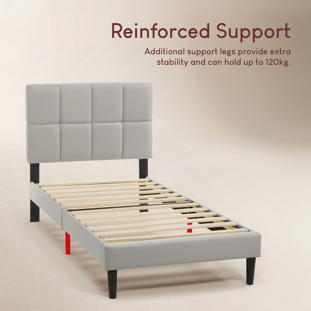 VIDA DESIGNS Velmora Single Beige Linen Fabric Bed Image 6