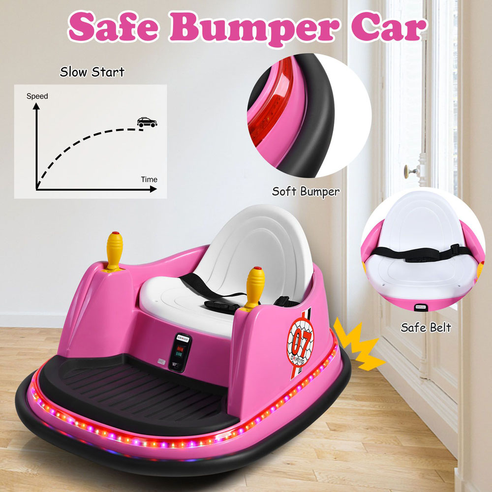 Costway Kids Pink Ride On Bumper Car Image 4