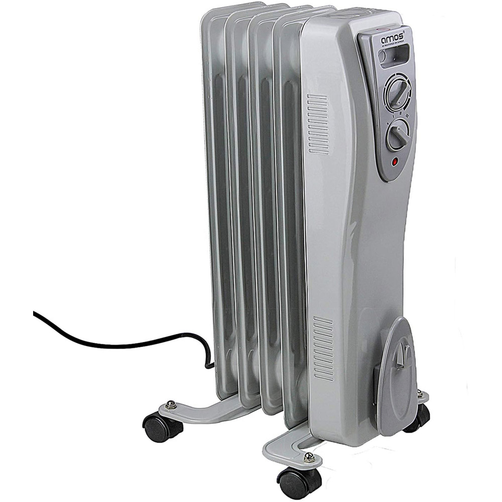 AMOS 5 Fin Grey Oil Filled Radiator 1000W Image 1