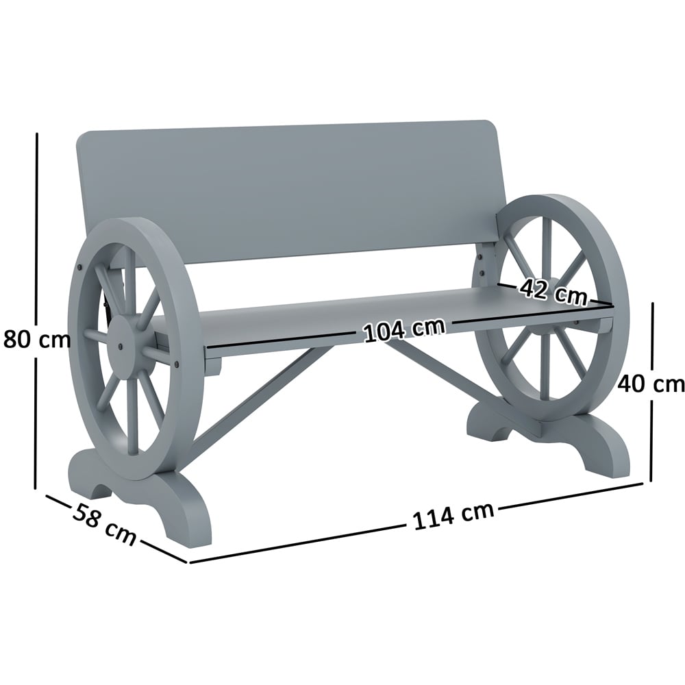 Outsunny 2 Seater Grey Outdoor Garden Bench Image 9
