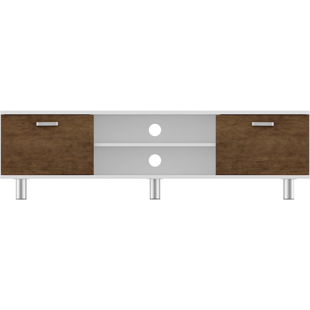 AVF Omaha 2 Door 2 Shelf Walnut and White TV Unit Image 3
