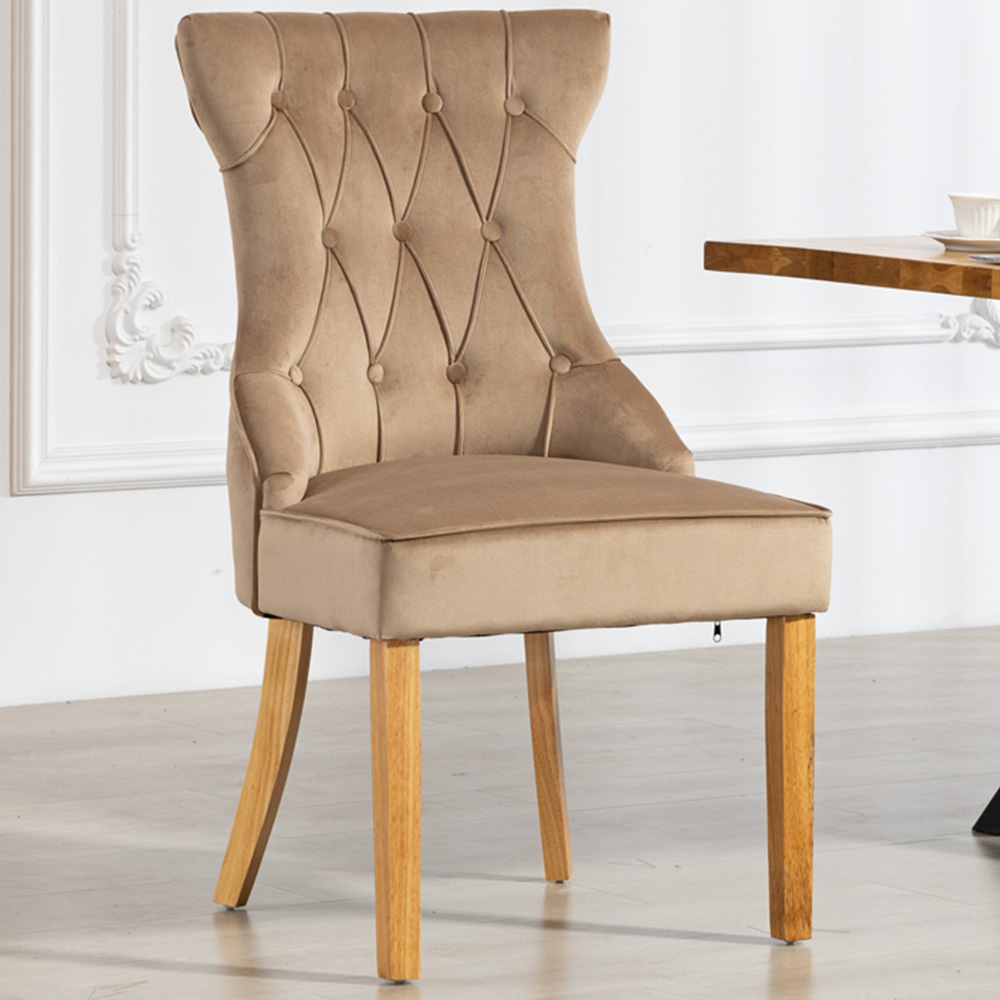 Artemis Home Martina Set of 2 Brown Velvet Fabric Dining Chair Image 1