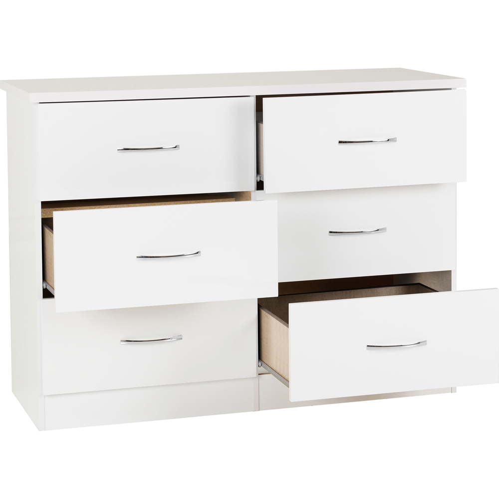 Seconique Nevada 6 Drawer White Chest of Drawers Image 3