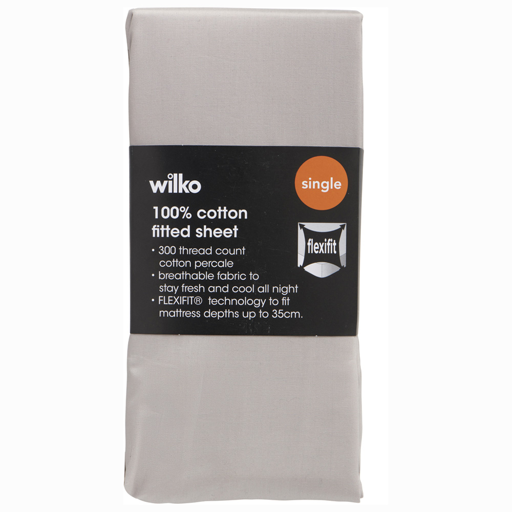 Wilko Best Single Porpoise 300 Thread Count Percale Fitted Bed Sheet Image 2